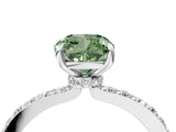 White gold Fancy Green Cushion Cut Diamond Pavé Engagement Ring with Round  Accents and Prong Setting_129