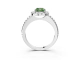 White gold Fancy Green Cushion Cut Diamond Pavé Halo Ring with Four-Prong Setting_51
