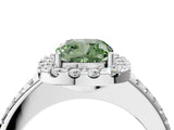 White gold Fancy Green Cushion Cut Diamond Pavé Halo Ring with Four-Prong Setting_52