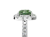 White gold Fancy Green Cushion Cut Diamond Pavé Halo Ring with Four-Prong Setting_53