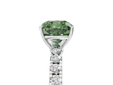 White gold Fancy Green Cushion Cut Diamond Pavé Solitaire Engagement Ring with Four-Prong Setting_101
