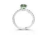 White gold Fancy Green Cushion Cut Diamond Pavé Solitaire Engagement Ring with Four-Prong Setting_99