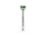 White gold Fancy Green Cushion Cut Diamond Pavé Solitaire Engagement Ring with Four-Prong Setting_99