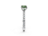 White gold Fancy Green Cushion Cut Diamond Pavé Solitaire Ring with Round Band and Prong Setting_38