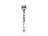 White gold Fancy Green Cushion Cut Diamond Pave Band Solitaire Ring with Round  and Prong Setting_120
