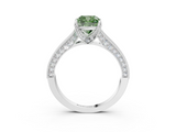 White gold Fancy Green Cushion  Cut Diamond Pave Band with Four-Prong Setting_23