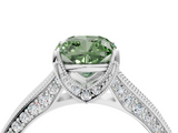 White gold Fancy Green Cushion  Cut Diamond Pave Band with Four-Prong Setting_24