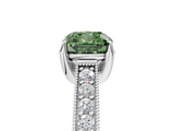 White gold Fancy Green Cushion  Cut Diamond Pave Band with Four-Prong Setting_25