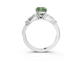 White gold Fancy Green Cushion  Cut Diamond Ring with Baguette Side Stones, Channel Set Band, and Four-Prong Setting_39