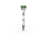White gold Fancy Green Cushion  Cut Diamond Ring with Baguette Side Stones, Channel Set Band, and Four-Prong Setting_5