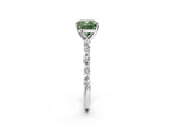 White gold Fancy Green Cushion Cut Diamond Ring with Marquise and Round  Side Stones and Four-Prong Setting_83