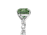 White gold Fancy Green Cushion Cut Diamond Ring with Marquise and Round  Side Stones and Four-Prong Setting_86