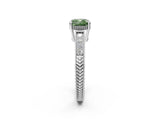 White gold Fancy Green Cushion Cut Diamond Ring with Milgrain Pavé Band and Four-Prong Setting_34