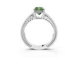White gold Fancy Green Cushion Cut Diamond Ring with Milgrain Pavé Band and Four-Prong Setting_35