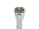 White gold Fancy Green Cushion Cut Diamond Ring with Milgrain Pavé Band and Four-Prong Setting_40