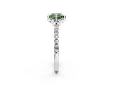 White gold Fancy Green Cushion Cut Diamond Ring with Pavé Band and Floral Prong Setting_41