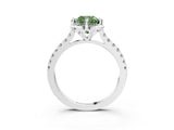 White gold Fancy Green Cushion Cut Diamond Ring with Pavé Band and Floral Prong Setting_42