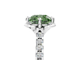 White gold Fancy Green Cushion Cut Diamond Ring with Pavé Band and Floral Prong Setting_44
