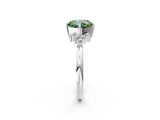 White gold Fancy Green Cushion Cut Diamond Ring with Side Stones and Four-Prong Setting_118
