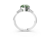 White gold Fancy Green Cushion Cut Diamond Ring with Side Stones and Four-Prong Setting_119