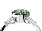 White gold Fancy Green Cushion Cut Diamond Ring with Side Stones and Four-Prong Setting_120