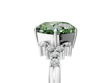 White gold Fancy Green Cushion Cut Diamond Ring with Side Stones and Four-Prong Setting_121