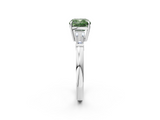 White gold Fancy Green Cushion  Cut Diamond Ring with Tapered Baguette Side Stones in Four-Prong Setting_5