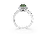 White gold Fancy Green Cushion Cut Diamond Scalloped Halo Engagement Ring with Round Shared Prong Band_22