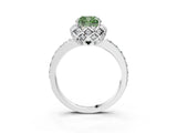 White gold Fancy Green Cushion Cut Diamond Scalloped Halo Engagement Ring with Round Shared Prong Band_40