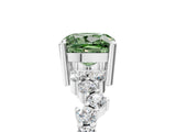 White gold Fancy Green Cushion Cut Diamond Scattered Round Accent Ring with Prong Setting_17