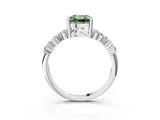 White gold Fancy Green Cushion Cut Diamond Scattered Round Accent Ring with Prong Setting_27