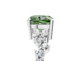 White gold Fancy Green Cushion Cut Diamond Scattered Round Accent Ring with Prong Setting_29