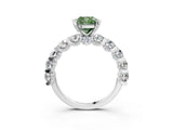 White gold Fancy Green Cushion Cut Diamond Side Stone Engagement Ring with Four-Prong Setting_27
