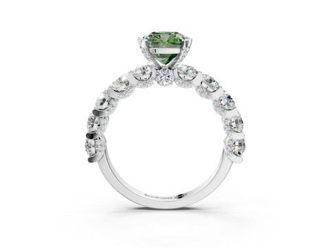 White gold Fancy Green Cushion Cut Diamond Side Stone Engagement Ring with Four-Prong Setting_27