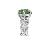 White gold Fancy Green Cushion Cut Diamond Side Stone Engagement Ring with Four-Prong Setting_29