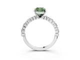 White gold Fancy Green Cushion Cut Diamond Side Stone Solitaire Ring with Round  and Four-Prong Setting_127