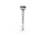 White gold Fancy Green Cushion Cut Diamond Side Stone Solitaire Ring with Round  and Four-Prong Setting_14