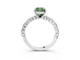 White gold Fancy Green Cushion Cut Diamond Side Stone Solitaire Ring with Round  and Four-Prong Setting_15