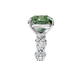White gold Fancy Green Cushion Cut Diamond Side Stone Solitaire Ring with Round  and Four-Prong Setting_17