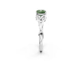White gold Fancy Green Cushion Cut Diamond Solitaire Celtic Knot Ring with Four-Prong Setting_101