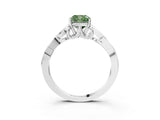 White gold Fancy Green Cushion Cut Diamond Solitaire Celtic Knot Ring with Four-Prong Setting_102