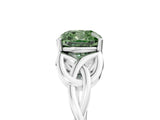 White gold Fancy Green Cushion Cut Diamond Solitaire Celtic Knot Ring with Four-Prong Setting_105