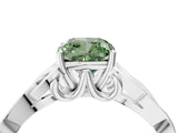 White gold Fancy Green Cushion Cut Diamond Solitaire Celtic Knot Ring with Four-Prong Setting_108