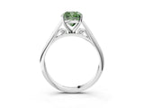 White gold Fancy Green Cushion Cut Diamond Solitaire Engagement Ring with Cathedral Setting and Four-Prong Mount_132