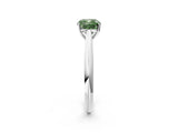 White gold Fancy Green Cushion Cut Diamond Solitaire Engagement Ring with Cathedral Setting and Four-Prong Mount_196