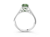 White gold Fancy Green Cushion Cut Diamond Solitaire Engagement Ring with Cathedral Setting and Four-Prong Mount_66