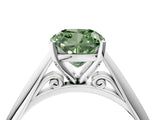 White gold Fancy Green Cushion Cut Diamond Solitaire Engagement Ring with Cathedral Setting and Four-Prong Mount_67
