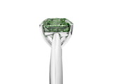 White gold Fancy Green Cushion Cut Diamond Solitaire Engagement Ring with Cathedral Setting and Four-Prong Mount_68