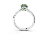 White gold Fancy Green Cushion Cut Diamond Solitaire Engagement Ring with Classic Band and Four-Prong Setting_146