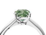 White gold Fancy Green Cushion Cut Diamond Solitaire Engagement Ring with Classic Band and Four-Prong Setting_147
